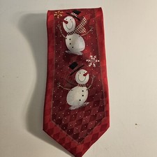 Vintage Hallmark Cool Yule Snowman Christmas Holiday Silk Neck Tie