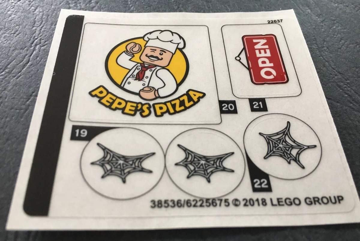LEGO Sticker Sheet From Set 76108 - Pepe's Pizza, Open Sign