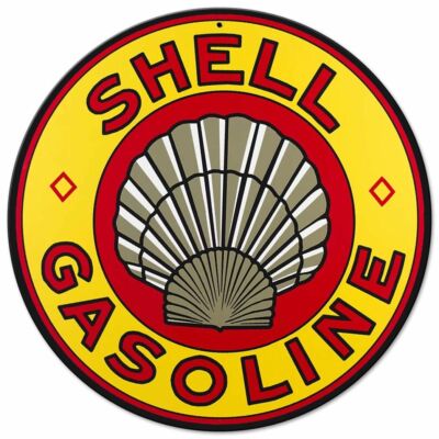 SHELL GASOLINE CLAMSHELL LOGO 14'' ROUND HEAVY DUTY USA MADE METAL GAS ADV SIGN