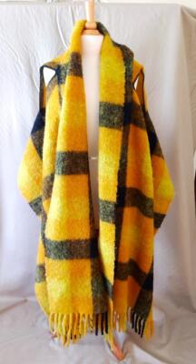 Marni Mohair Yellow & Black Plaid Scarf with Arm Holes