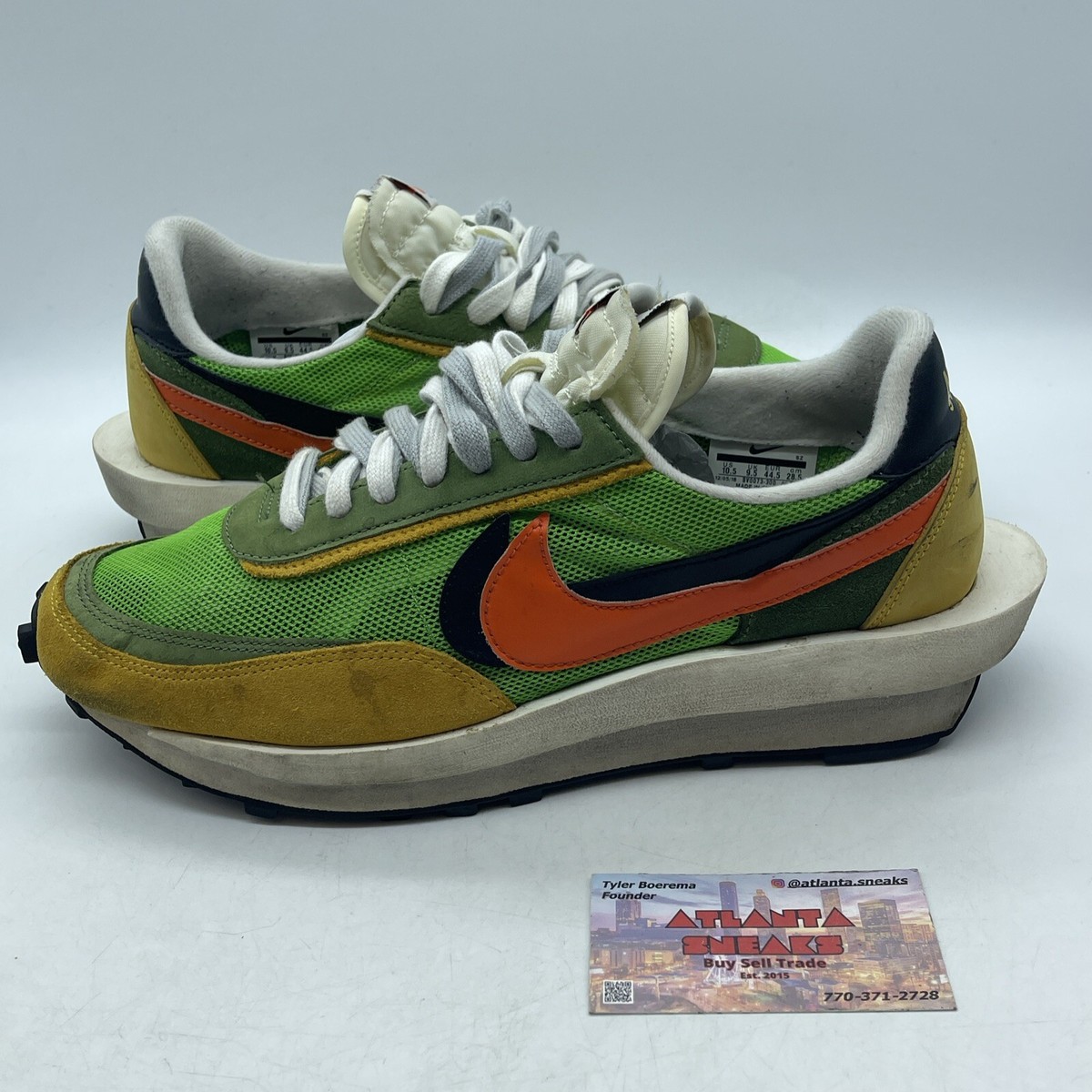 Size 10.5 - Nike sacai x LDWaffle Green Gusto Yellow Orange Black