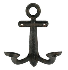 Vtg Style Heavy Cast Iron Ship Anchor Double Wall Hook 8.5" Nautical Coat Hanger