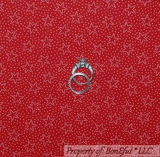 BonEful Fabric FQ Cotton Quilt Red White American Patriotic Birthday Star Dot US