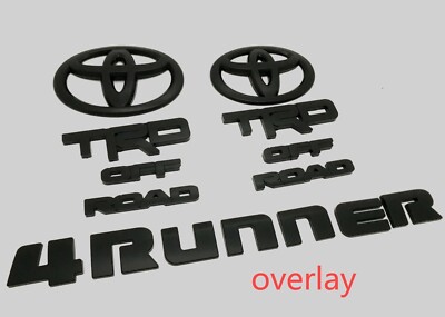 Overlay ! New 2010-2024 Toyota 4Runner Trd Off Road Matte Black Out Emblem Kit