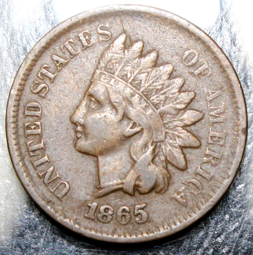 1865 Fancy 5 Indian Head Cent - VF !!