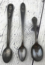 Antique Vintage Baby Spoon Lot Roger Oneida Gerber Winthrop Mother Goose Metal
