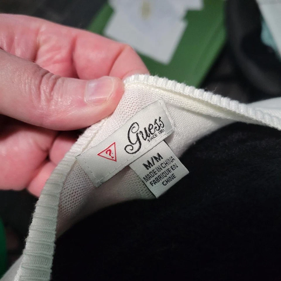 Camisa Guess Blanco Tostado Dorado Manga Larga Rayas Talla Mediana Foto 3 de 4