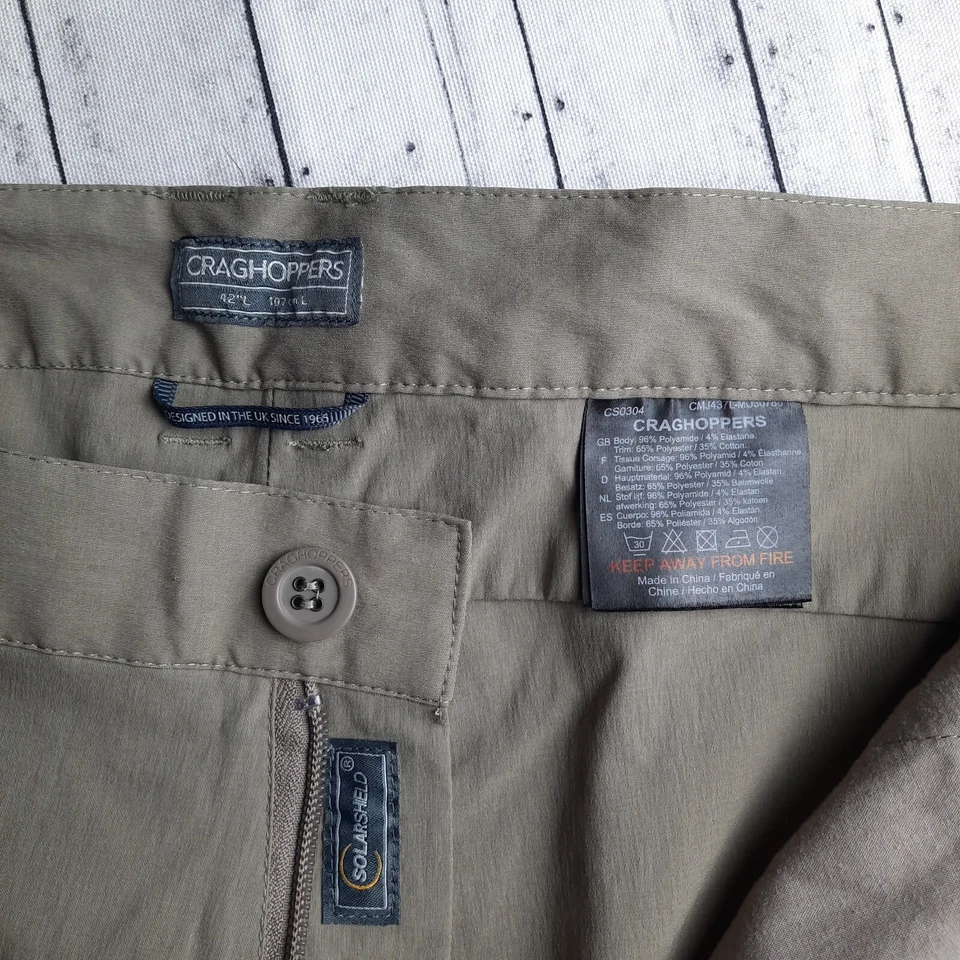 Pantalones Craghoppers Para Hombre Talla Grande Verde Exterior Senderismo Prostretch National Geo Foto 3 de 4