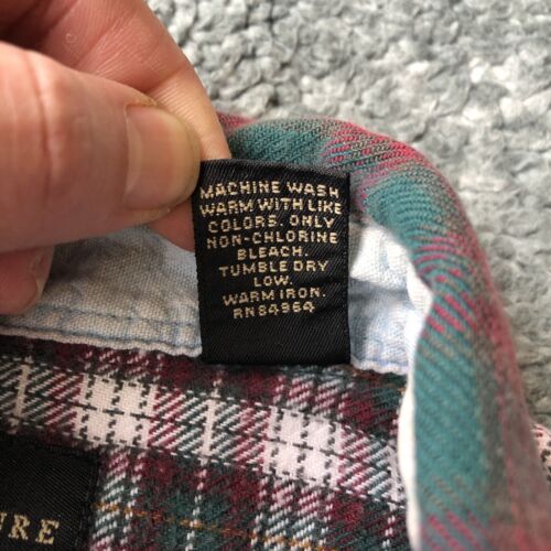 Vintage 90s Structure Multi Pattern Plaid Flannel Button Up Shirt Cotton Sz L - Picture 5 of 10
