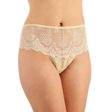 INC International Concepts High-Waist Lace Thong, Almond Latte NWT 15 X-Large