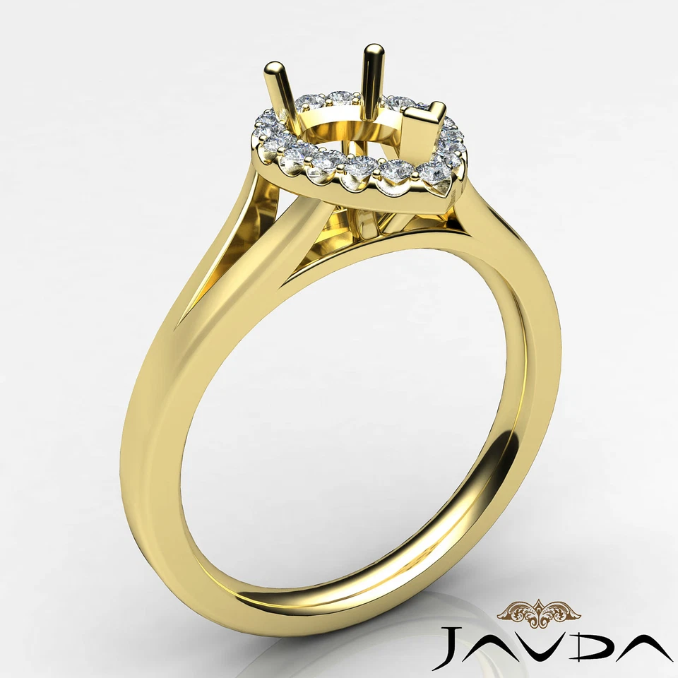 Pear Diamond Wedding Engagement Semi Mount Halo Pave Setting Ring 0.20Ctw. - Image 4 of 4