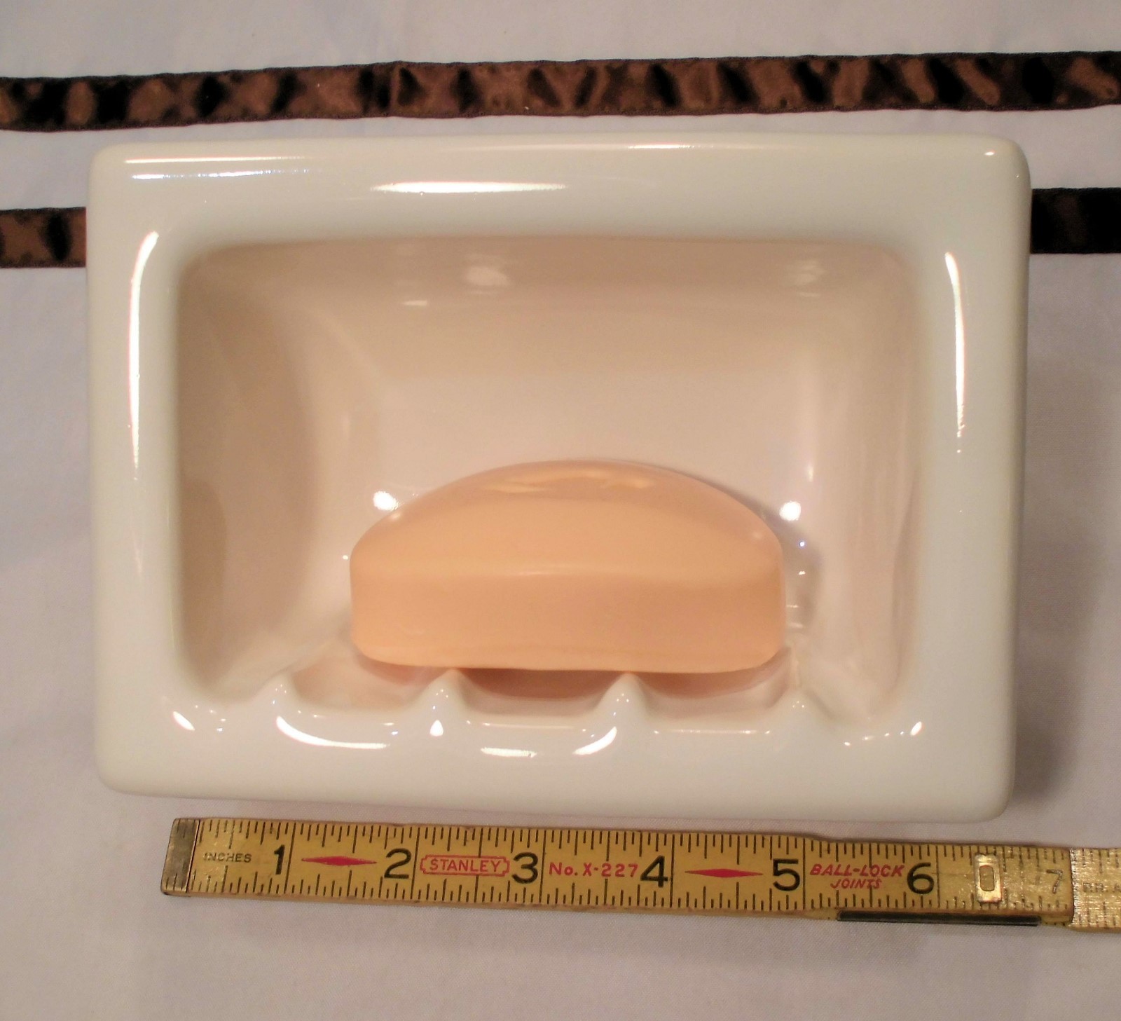 *Bright Glossy White* Ceramic full Recessed Soap DishNiche...4" X 6
