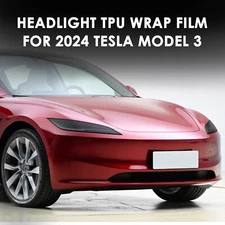 2PCS Headlight TPU Waterproof Wrap Protective Film for 2024 Tesla Model 3
