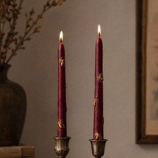 NIB Anthropologie Brown and Gold Spider Halloween Taper Candles