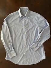 Bugatchi Blue Striped Dress Shirt size 34/35