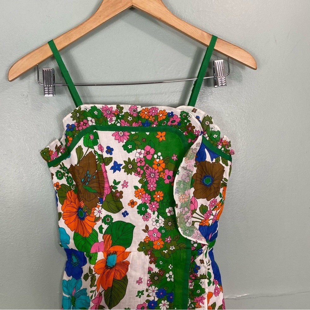 riders midi dress by zimmermann Zimmermann Riders Floral Print Midi Wrap Effect Dress Linen Sundress Size 4