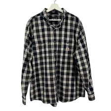 Carhartt Men’s Loose Fit Plaid Blue Button Down Long Sleeve Shirt Size XL