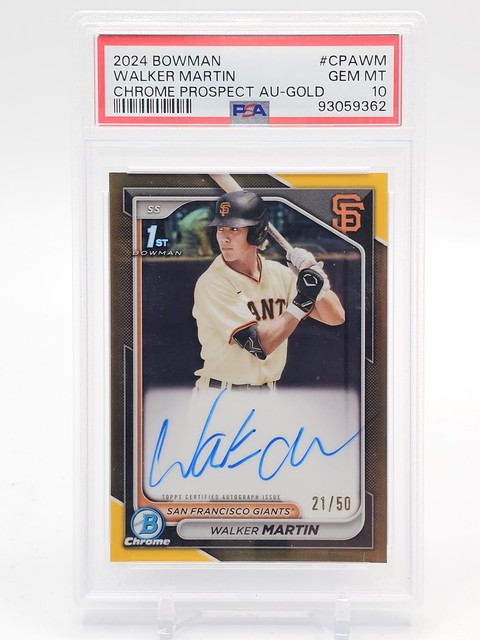 Walker Martin 2024 Bowman Chrome Gold Refractor 1st Rookie Auto /50 PSA 10 Q5099