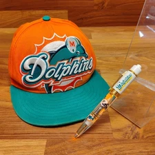 Rare Vintage Miami Dolphins Hat Snapback Cap New Era 80s 90s + Light Up Ink Pen