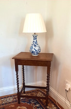 Vintage Oak Barley Twist Side Table Lamp Table