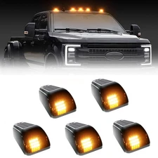 5Pk Solar Powered Cab Light LED Wireless Cab Roof Lights Amber For Pickup Truck