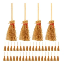 50 Pcs Mini Wooden Brooms Dollhouse Accessories For Halloween Christmas Decor