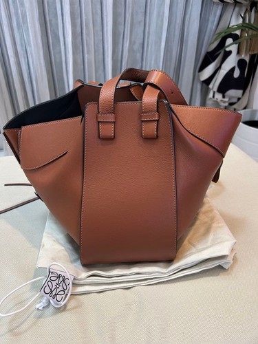LOEWE Hammock Small Handbag Shoulder 2WAY Leather Brown Gold Hardware Bag