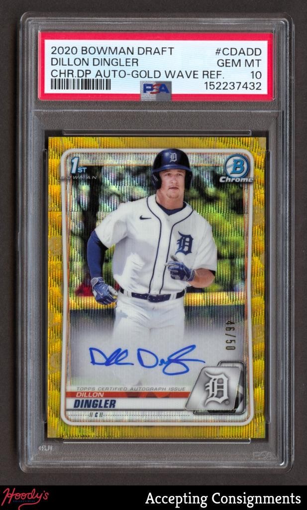 2020 Bowman Chrome Gold Wave Refractor Dillon Dingler /50 ROOKIE 1st AUTO PSA 10