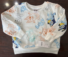 Bluey 18M White Crewneck Pullover Sweatshirt Long Sleeve Graphic Print