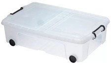 1 x 35L-Strata Storage Box Wheeled Plastic Underbed Space-Saving - WITHOUT LID