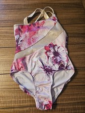 Justice Girls Size Small 7/8 Pink Floral Dance Gymnastics Leotards