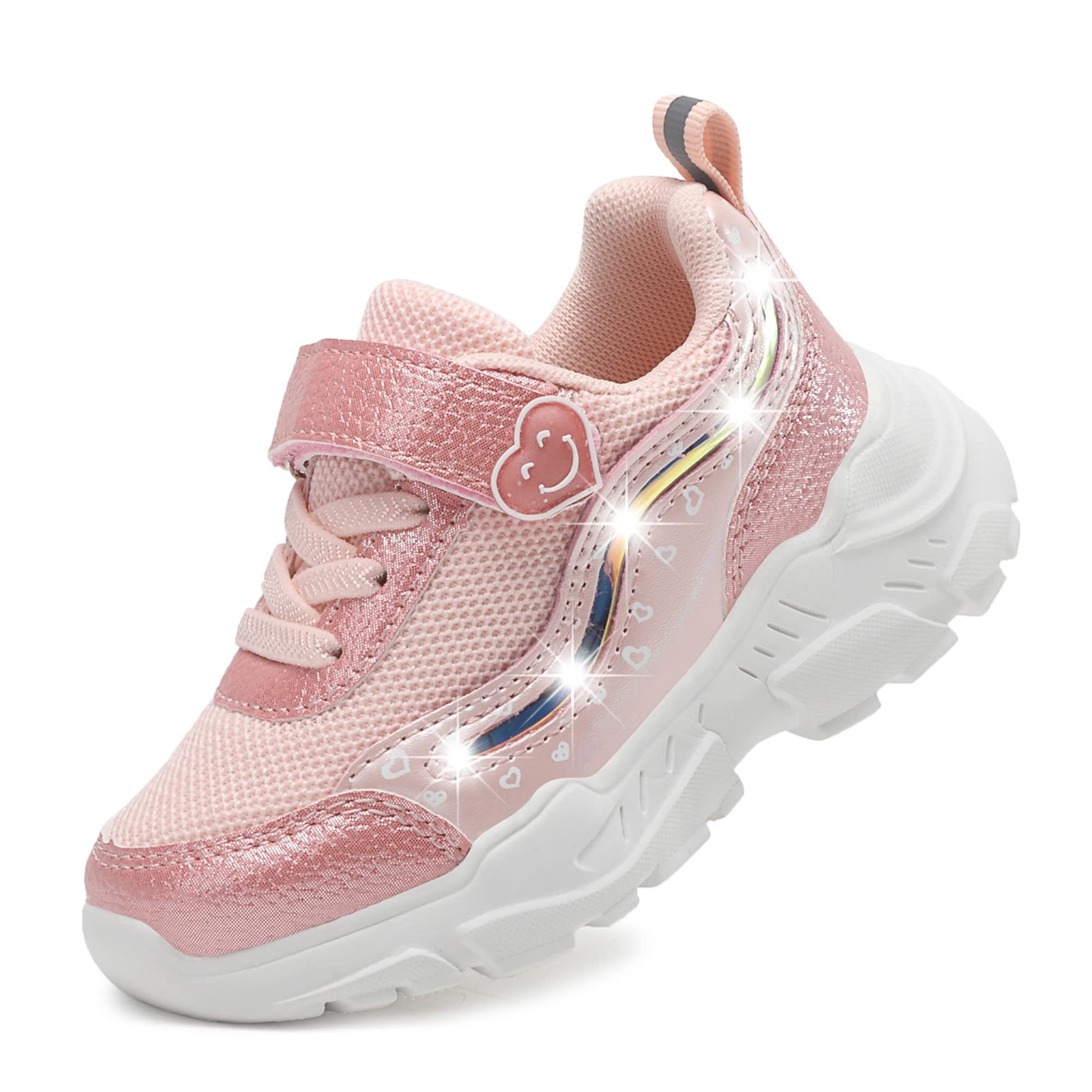 CNFOOTJKY Toddler LED Light Up Mesh Running Sneakers Candy Pink Size 8