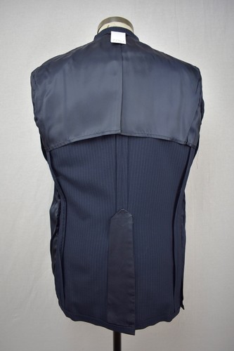 1976-1994 Corbin Navy Blue Striped Wool Three Roll Two Two Piece Suit Size: 40L - Picture 6 of 13