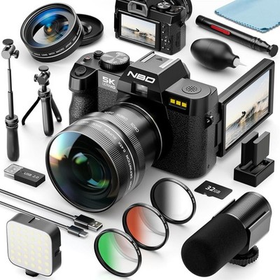 5K Digital Camera 48MP 16X 3-Color Filter with Wide-Angle&Macro Len For Vlogging