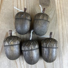 Acorn Ornament Set Of 5 Brown Wood 2.5 Inch Christmas