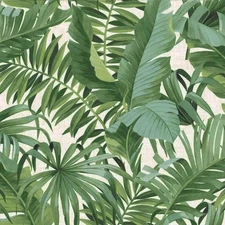 Fine Decor Solstice Palm Leaf Wallpaper Metallic Tropical Leaves - Green Blue