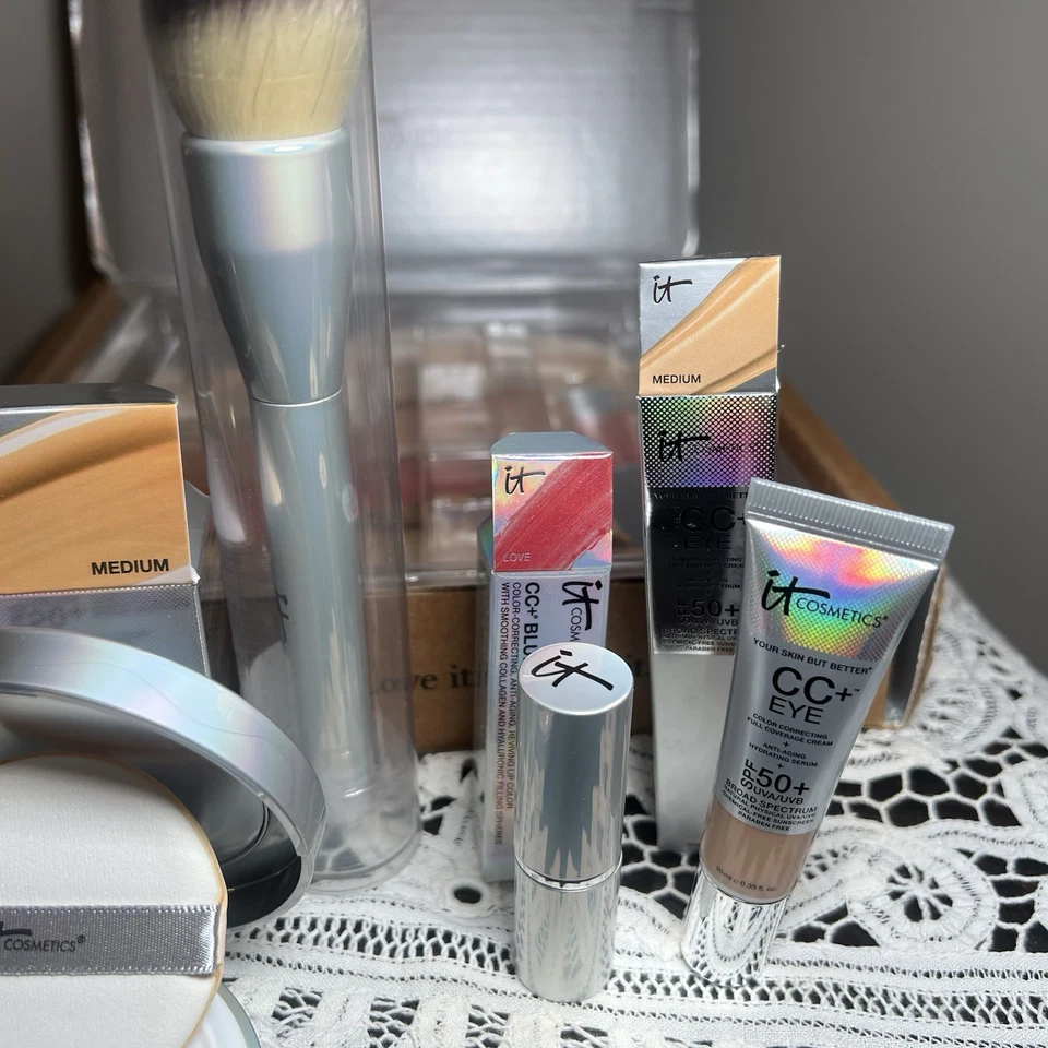 5 Pc IT Cosmetics Your Skin Better Medium CC Cream, Eye, Powder, Brush Lipstick - Image 4 of 4