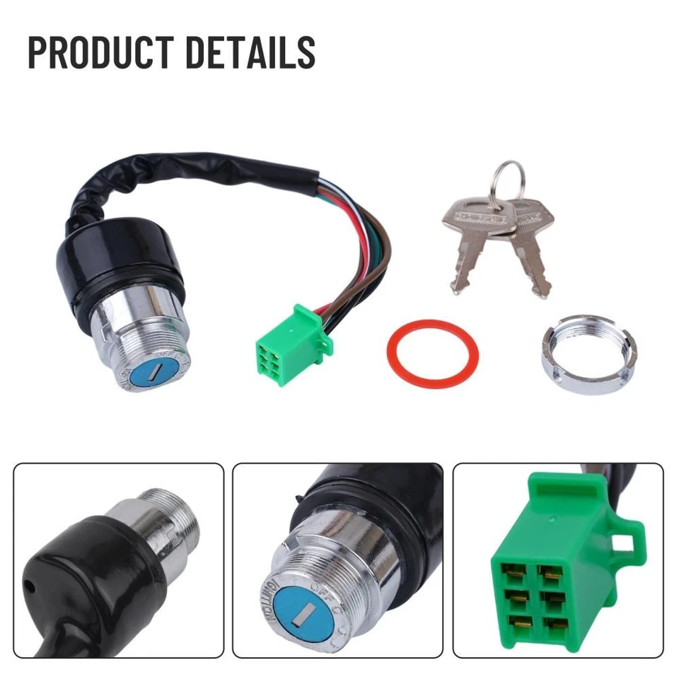 6 Wire Motorcycle for IGNITION Key Switch 2 Keys Set for 50CC 90CC 110CC Foto 3 de 4