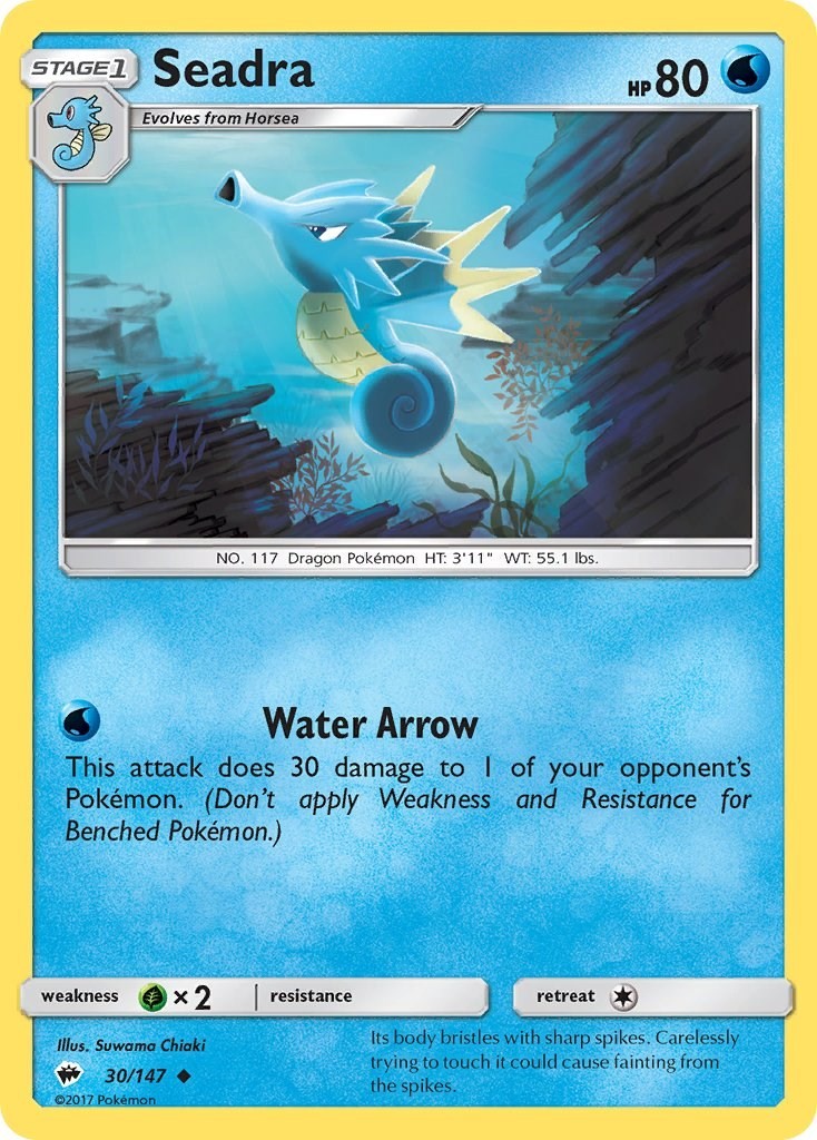 Seadra (30/147) Uncommon NM SM03 SM - Burning Shadows Pokemon TCG