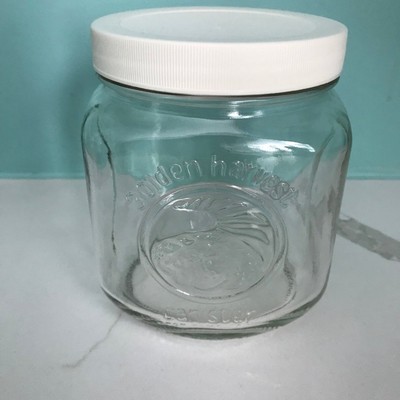 Golden Harvest 1980s Vintage Kitchen Storage Glass Jar Container with Lid