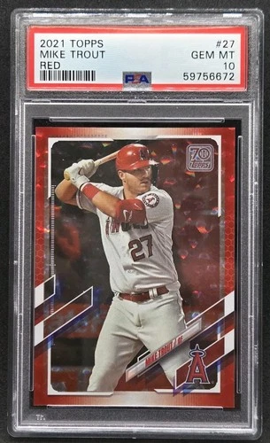 2021 TOPPS RED #27 - MIKE TROUT - RED /199 - GRADED PSA 10 GEM MT - (POP 5)