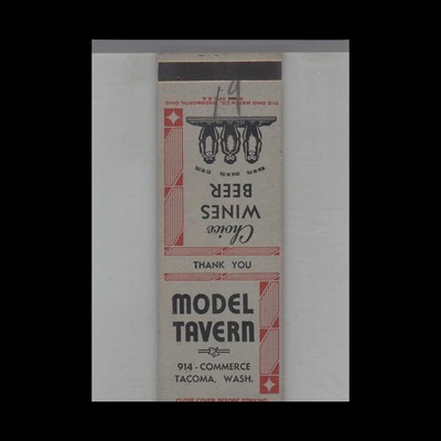 Matchbook Cover Monkey Model Tavern Tacoma, WA