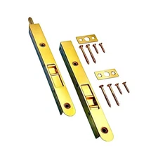 QCAA Flush Bolt, 7", Brass Plated, Solid Brass Face Plate, 2 Pack 2pack (7")