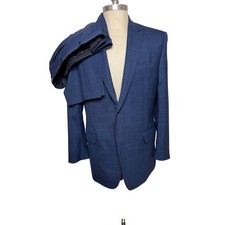 Austin Reed London Mens 42R Blue Glen Plaid 100 Wool 2 Piece Suit Set 42 Reg