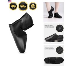 Jazz Shoes for Women Men Leather Upper Slip-on Dance Shoes Unisex