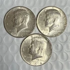 3 Kennedy 1964-90% Silver Half Dollars 1.085 troy ounce of silver
