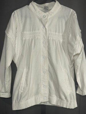 Sears White Jacket M  Snap Front | Gathered Waist | Retro