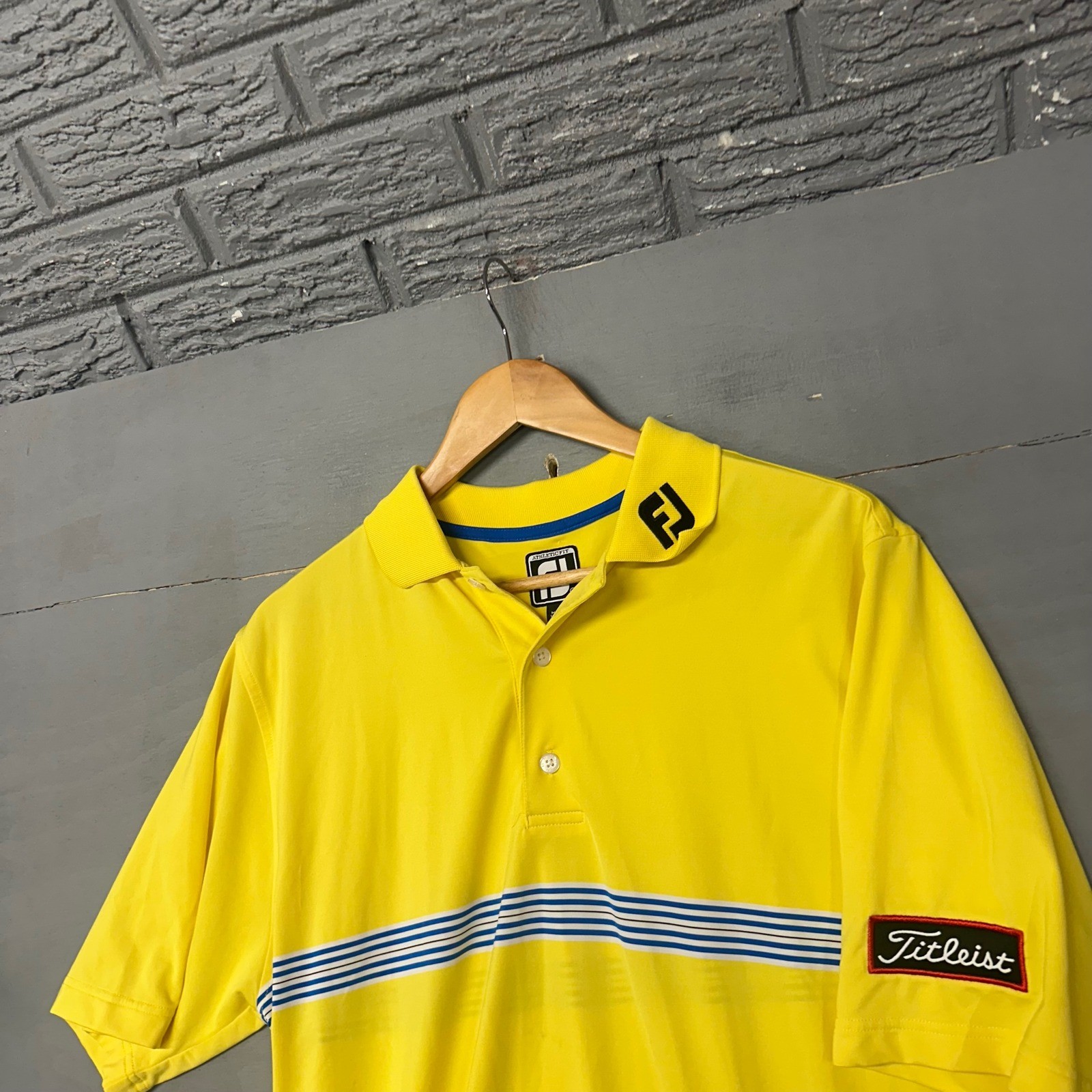 Polo Shirt Yellow Striped Titleist Logo Medium