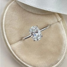 Moissanite Solitaire Engagement Ring Solid 14K White Gold 2.00 CT Oval Cut VVS1