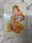 Vintage Retro Hula Girl Pin-Up Metal Tin Sign 12x8 Sexy Lady Wall Art
